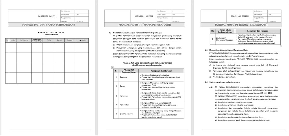 Contoh screenshot 3 - PAKET ISO - MANAJEMEN MUTU (9001:2015) K3 (14001:2015) LINGKUNGAN (45001:2018) ISO 37001 SMAP