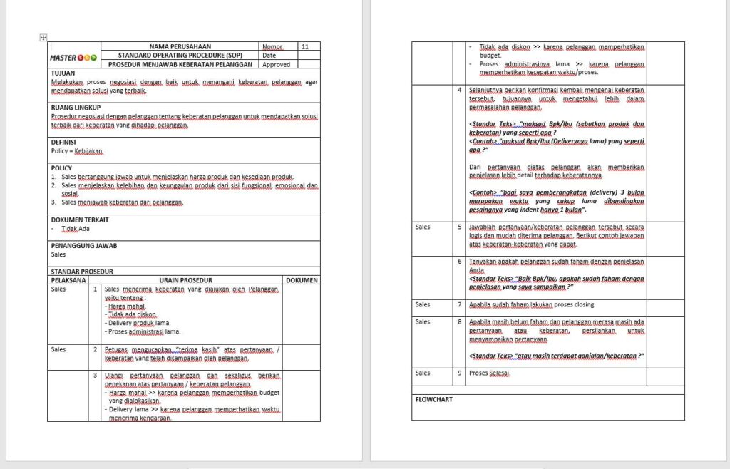 Contoh screenshot 1 - SOP MARKETING - PEMASARAN