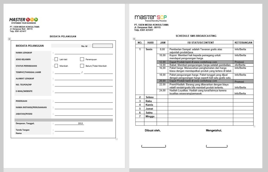 Contoh screenshot 11 - SOP MARKETING - PEMASARAN
