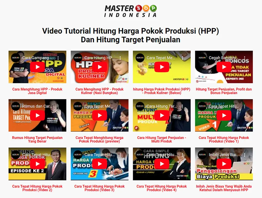 Video Tutorial Hitung HPP